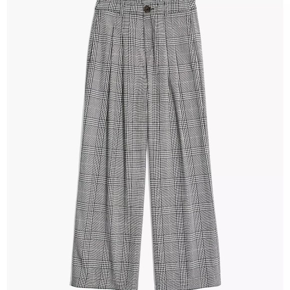 Madewell Pleated Wide-Leg Pants in Plaid Size 4 - Picture 1 of 14